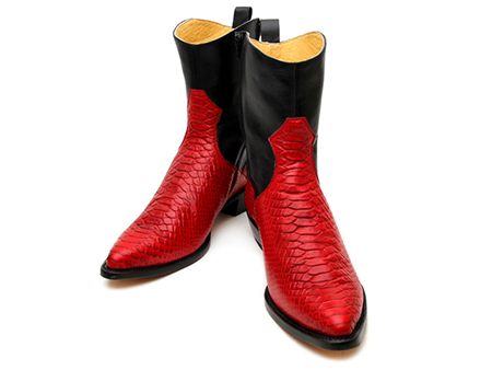 Botas Jaca 3086 Brown Glace Rojo（パイソン型押し）× Black Crystal 商品写真